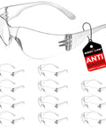 Clear Safety Glasses with Polycarbonate Lens and Wraparound Side Shields Pack 12, lightweight, anti-scratch design