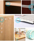 Collage of 200 Pcs Clear Cabinet Bumpers Self Adhesive Soft Close Quiet Cupboard Door Bumpers Pads for various furniture uses.