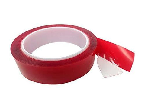 Double Sided Clear Servo Tape 10 Foot ROLL (25mm x 3m) 10' Easy Remove 3010 red roll with clear adhesive visible