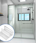 Clear Sliding Shower Door Bottom Guide Set For Top Hung Glass Doors, Six Pieces, One Half Inch Channel System With Track