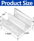 Clear Sliding Shower Door Bottom Guide Set For Top Hung Glass Doors, Six Pieces, One Half Inch Channel System With Track dimensions shown