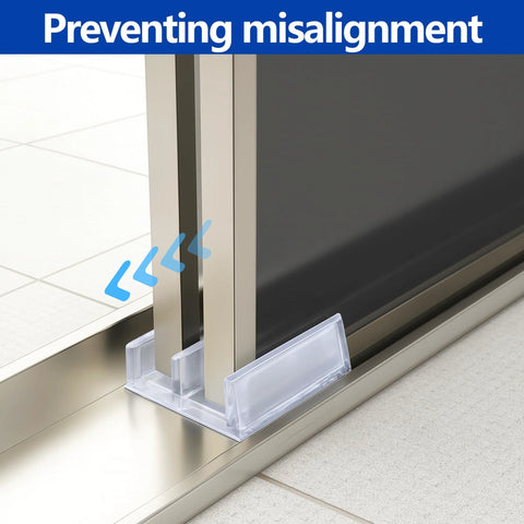 Clear Sliding Shower Door Bottom Guide Set For Top Hung Glass Doors, Six Pieces, One Half Inch Channel System With Track