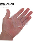 Person holding 12 Pcs Door Slam Silencer Silicone Cabinet Door Bumpers Adhesive Closers Wall Protectors For Home Non Tool Quick Install And Silent Soft Cushions To Prevent Slams And Protect Walls display.
