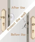 Six Pack Clear Silicone Door Stoppers for Walls Self Adhesive Door Bumpers to Stop Slams Round Wall Protectors shown in use