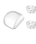 Five piece silent door stopper set protects floors and walls with painless no punch installation, includes transparent bumpers.