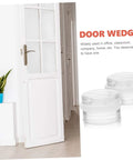 Clear silicone door wedge displayed near white door for Six Piece Door Silencer And Stopper Sliding Buffer Set For Noiseless Door Closing And Finger Safety Anti Collision Shield For Cabinets And Home Doors
