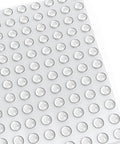 Sheet of self adhesive clear rubber door bumpers one quarter inch diameter by one sixteenth inch thick heavy duty non slip bumpers 100 pack