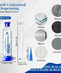 Clear RTV Silicone Sealant For High Temperature And Waterproof Seals Flexible All Purpose Caulk For Home Auto And Crafts No Leak Guarantee Ideal For Kitchens Bathrooms Showers Windows Glass Ceramic Plastic 30ml shown with dispensing tube and nozzle, suitable for various materials.