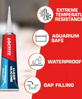 Clear Silicone Sealant All-Purpose Waterproof Adhesive 2.7 Fl Oz Tube for Glass Ceramic Wood Plastic and Metal Aquarium Safe