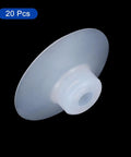 Close-up of a bellows vacuum suction cup from a set of 20, 30mm diameter, M5 thread, clear white silicone, for smooth surface handling.