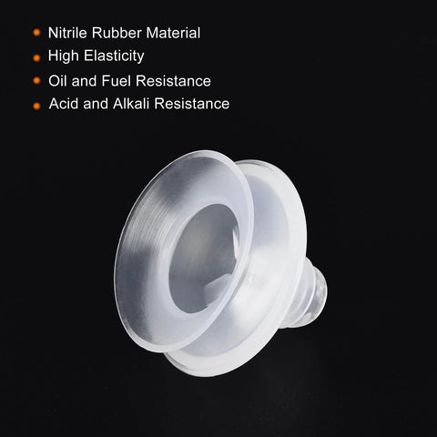 Close-up of Clear Silicone Vacuum Suction Cup 4mm ID By 33mm OD With Gasket showing high elasticity and resistance features.