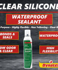 Clear RTV Silicone Adhesive Sealant, 8 Oz Can, Moisture Cure Formula Delivers A Strong Flexible Bond, Watertight Seal