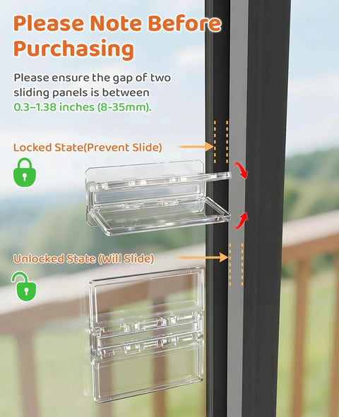 4 Pack Window Locks For Baby Proofing Clear Sliding Glass Door Locks Childproof Closet Latch Patio Kitchen Bathroom Slide Stopper close-up view.