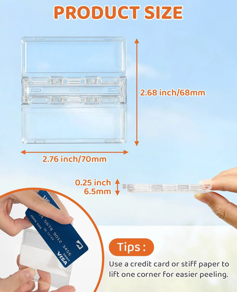 Clear sliding door lock dimensions with credit card for scale, 4 Pack Window Locks For Baby Proofing Clear Sliding Glass Door Locks.