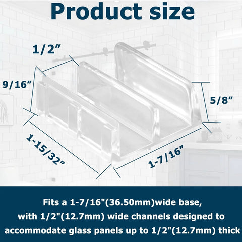 Product size dimensions for Clear Plastic Sliding Shower Door Bottom Guides Set Five Pieces With Snap In Design For Tub Enclosures