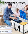 Family using 8 Pack Extra Large Heavy Duty Moving Bags Clear Storage Bins With Lids Reinforced Handles And Heavy Duty Zippers For Clothes Packing