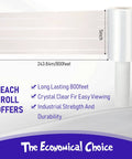 Clear Stretch Wrap 20 Roll Bundle 5 Inch By 800 Feet Heavy Duty 80 Gauge Plastic Wrap With Handle For Packing Moving Furniture Pallets Self Adhering Industrial Film, showing one roll with dimensions.