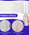 Clear Stretch Wrap 20 Roll Bundle 5 Inch By 800 Feet Heavy Duty 80 Gauge Plastic Wrap With Handle for packing moving furniture