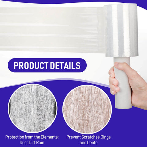 Clear Stretch Wrap 20 Roll Bundle 5 Inch By 800 Feet Heavy Duty 80 Gauge Plastic Wrap With Handle for packing moving furniture
