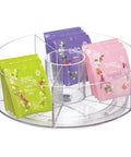 Rotating Turntable Tea Packet Organizer With Five Divided Compartments And Center Cup For Cabinets Or Countertops Open Design