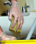 Clear Vinyl Gloves Latex Free Powderfree Food Safe Disposable Nonsterile used for cleaning sink with sponge