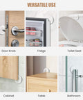 8 Pack 2 Inch Door Stoppers For Walls, Clear Rubber Door Handle Bumpers, Heavy Duty Adhesive Wall Shields, installed.