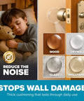 STRONGEST HOME Wall Protector for Door Knobs, 2-Inch with clear self-adhesive rubber bumpers on various surfaces; stops wall damage.