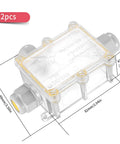 Outdoor Waterproof Junction Box 3 Way Electrical Box Clear 2-pack with dimensions for cable connector 5 to 15mm wire glands