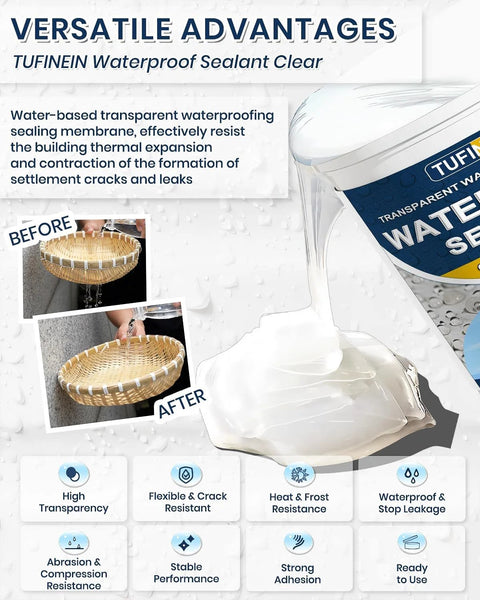70Oz Clear Waterproof Sealant For Indoor And Outdoor Use Water Based Transparent Coating demonstrating application and benefits