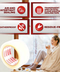 Transparent Window Weather Sealing Tape 2 Inch by 30 Yard showing air-tight sealing features in home environment.