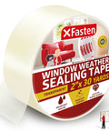 Transparent Window Weather Sealing Tape 2 Inch by 30 Yard Clear Draft and Air Tight Seal for Windows With No Residue packaging