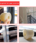 Window Weather Sealing Tape, 3 Inch x 165 FT, shown in use sealing gaps around a window, clear, no residue, weatherproof.