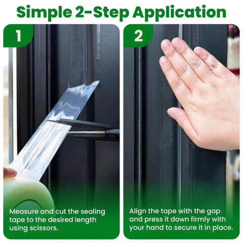 Simple 2-step application of Window Weather Sealing Tape | Winter Weather Stripping Tape to Block Cold Drafts Through Window Gaps and AC Units