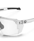Future Tech Clear Z87 Plus Sunglasses with UV400 protection shown in side view, featuring translucent frame and adjustable nose pads.