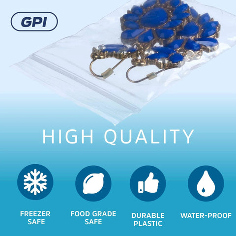 Clear Plastic Reclosable ZIP Bags 2 Mil 2x3 Inch Case of 100 with jewelry inside showcasing durability and versatility for storage.