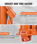Close-up of Heavy Duty 3 Ton Hydraulic Long Ram Jack for Engine Hoists and Garage Cranes with Clevis Base and piston pump