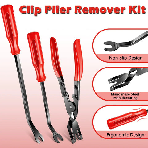 7 Piece Car Trim Removal Tool Kit With Non Scratch Plastic Pry Tools And Fastener Clip Pliers For Auto Interior Panel Detachment
