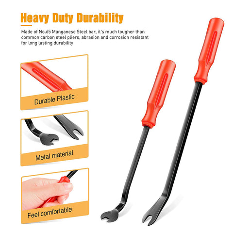 Heavy Duty Pro Grade Car Upholstery Clip Pliers Set And Fastener Remover Kit with red handles and durable metal construction