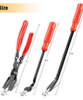 Heavy Duty Pro Grade Car Upholstery Clip Pliers Set And Fastener Remover Kit With Storage Bag For Dash Panels And Interior Trim Replacement In Auto Body And Car Interior Repair GOOACC including detailed size measurements for red-handled plier and removers