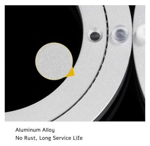 Close-up of 8 Inch Aluminum Lazy Susan Turntable Bearing with smooth silent rotation and strong load capacity, showing anti-rust design.