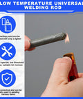 Close-up of 24 Pcs Low Temperature Universal Welding Rods Kit for Stainless Steel Iron Aluminum Electrodes Solder Sticks in use with a lighter