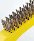 Close-up of Wire Scratch Brush 2 Set, Heavy Duty Stainless Steel 11 Inch with Plastic Handle Descaling Welding Dust Bending Hand Tool by MAXMAN