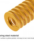 Close-up of yellow spiral stamping light load 3D Printer Die Spring Set 25mm Outer Diameter 40mm Long 4 Pack