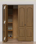 Wooden closet doors installed with 96 inch Bifold Door Hardware Kit, Bifold Door Track 96 inch for 4 Doors Closet Folding Door