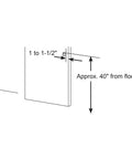 Diagram showing installation measurement for Bypass Wardrobe Track Kit For Sliding Closet Doors Fits 47 To 48 Inch Openings With Dial Adjusting Rollers Steel Construction Seven Eighths Inch Wheel Diameter Includes Track Hardware Replacement Single Pack.