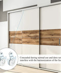 12 Pack 6 Set Sliding Closet Door Roller Kit with Bypass Hardware Replacement Adjustable Door Hooks for Wardrobe Cabinets Delivers Smooth Quiet Sliding Performance with Durable Galvanized Steel Rollers installed on a wardrobe cabinet