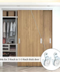 12 Pack 6 Set Sliding Closet Door Roller Kit with Bypass Hardware Replacement Adjustable Door Hooks for Wardrobe Cabinets Delivers Smooth Quiet Sliding Performance with Durable Galvanized Steel Rollers installed on wooden wardrobe door