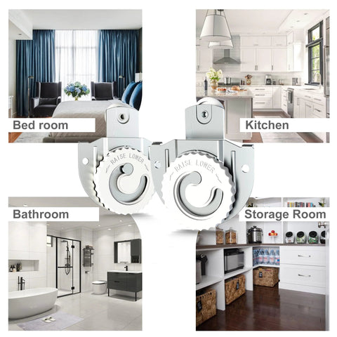 8 Piece Closet Door Roller Kit For Sliding Wardrobes With Top Rollers And Adjustable Screws, shown in various room settings.