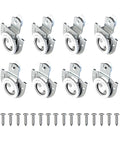 8 Piece Closet Door Roller Kit For Sliding Wardrobes With Top Rollers And Adjustable Screws displayed with screws