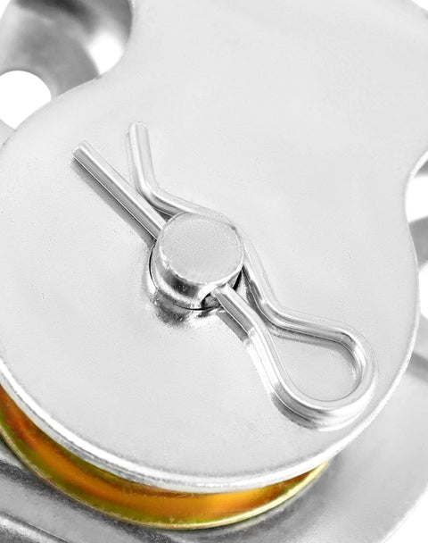 Close-up of Wall Mount Pulleys, 6 Pcs 1-1/2" Ceiling Mount Single Pulley V-Groove Pulley Hardware Accessories for 3/8" Wire or Rope